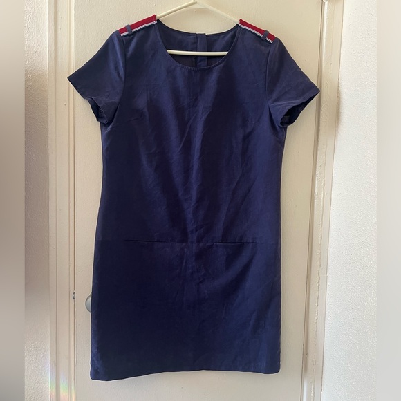 Handmade Vintage Purple Suede Mini Dress w/Red & White Striped Accents & Pockets - Picture 9 of 9